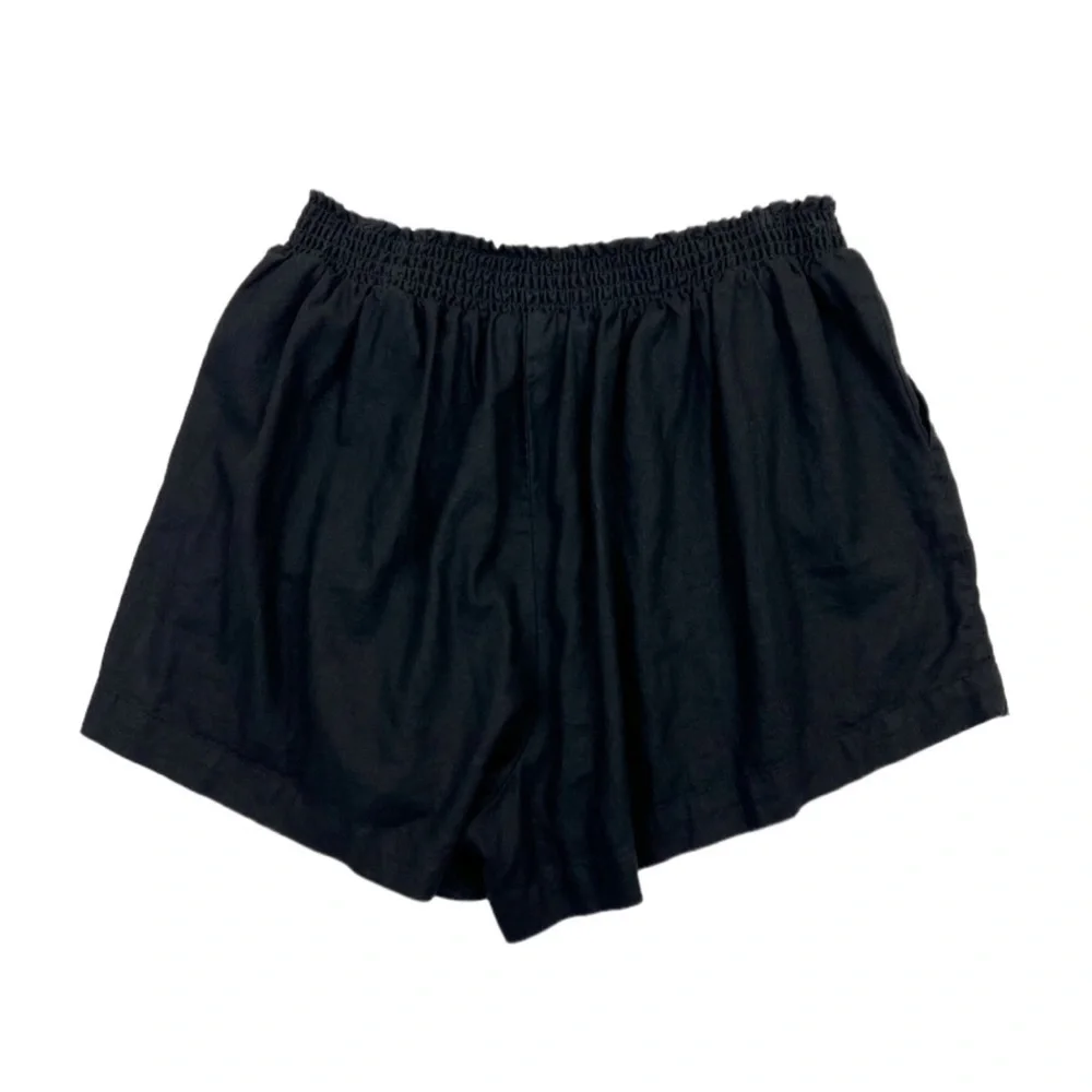 Ava & Viv Pull On Linen Blend Shorts 4X Black Pockets Elastic Waist - Picture 3 of 6
